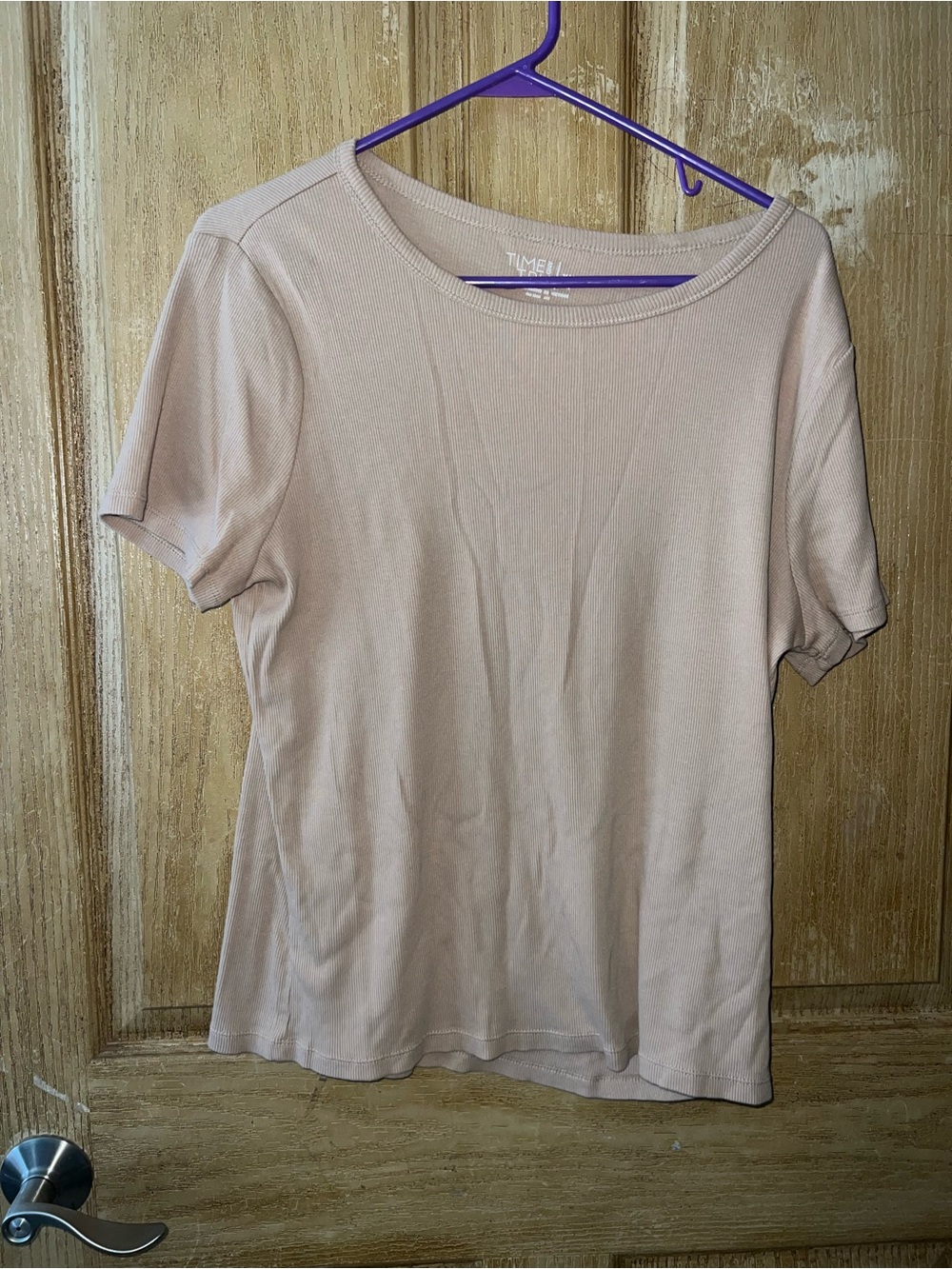 Timeless Short-Sleeve Crew Neck Top in Beige